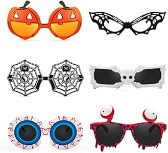 FEISEDY 6 Pairs Funny Halloween Eyeglasses Pumpkin Skull Bat Spider Toys Glasses Cosplay Halloween Party Gifts B2965 Feisedy