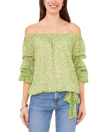 Women's Printed Off-The-Shoulder Bubble-Sleeve Top Vince Camuto