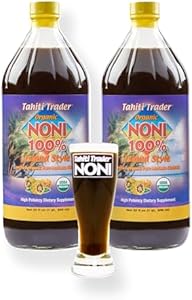 Tahiti Trader Island Style High Potency Noni Juice - Pure Noni Fruit Juice Fermented to Vinegar - Organic Antioxidant Superfood Juice Supporting Energy & Body Health - (32oz, 1 Pack) Tahiti Trader