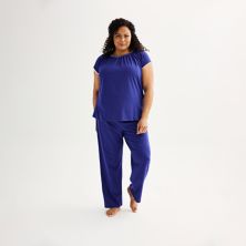 Комплект из пижамного топа и пижамных брюк с кружевной отделкой Croft & Barrow® больших размеров Croft & Barrow