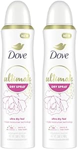 Dove Ultimate Dry Spray Antiperspirant Cucumber Water And Mint 2 Count For 72-Hour Sweat And Odor Protection With Triple Moisturizer Technology 3.8oz Dove