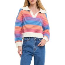 Rainbow Striped Knit Top English Factory