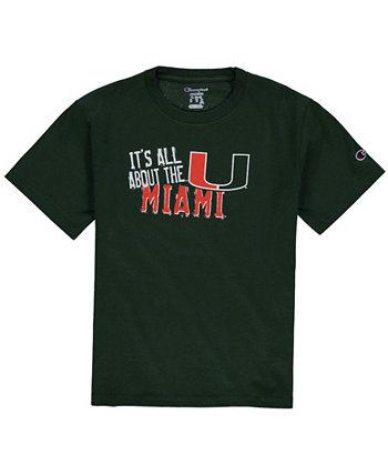 Зеленая футболка команды Big Boys and Girls с песнопениями команды Miami Hurricanes Champion
