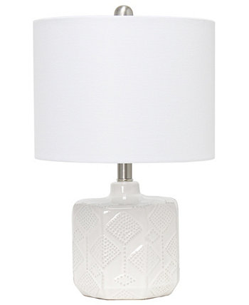 19-дюймовая современная богемная керамическая прикроватная настольная лампа с цветочным узором и текстурой с абажуром из белой ткани All The Rages