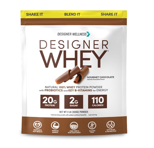 Натуральный 100% порошок сывороточного протеина в шоколаде для гурманов -- 2 фунта Designer Wellness