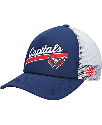 Женская темно-синяя, белая шляпа Snapback из пеноматериала Washington Capitals Adidas