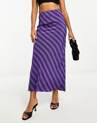 Гламурная юбка-комбинация миди с фиолетовым оптическим принтом GLAMOROUS