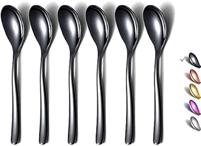 Demitasse Espresso Spoons, 5.5'' Mini Coffee Spoons, Stainless Steel Small Spoons,Tea Spoons for Dessert, Set of 6, Dishwasher Safe (Silver) HOMQUEN