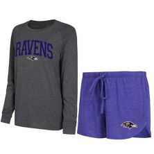 Women's Concepts Sport Purple/Black Baltimore Ravens Raglan Long Sleeve T-Shirt & Shorts Lounge Set Unbranded