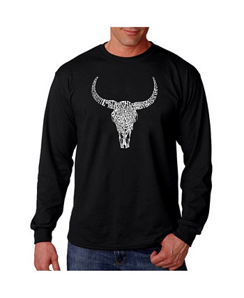 Мужская футболка с длинным рукавом Word Art - Texas Skull LA Pop Art