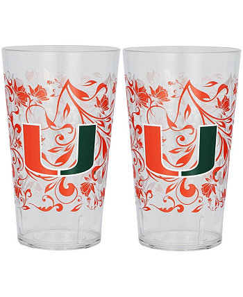 Набор из двух стаканов из тритана с цветочным рисунком Miami Hurricanes, 24 унции Indigo Falls