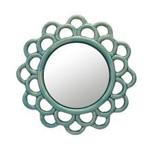 Декоративное круглое керамическое настенное зеркало с бирюзовым вырезом STONEBRIAR