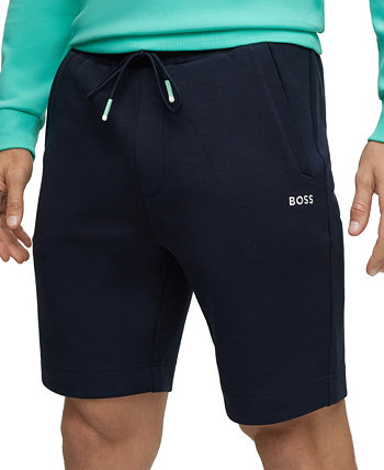 Мужские шорты классического кроя из смесового хлопка BOSS с вышитыми логотипами BOSS