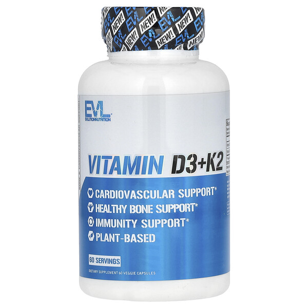 Витамин D3+K2 - 60 растительных капсул - EVLution Nutrition EVLution Nutrition