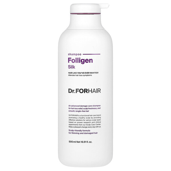 Шампунь Folligen, Шелк, 16,91 жидких унций (500 мл) Dr.ForHair