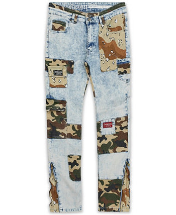 Мужские камуфляжные джинсы в стиле пэчворк Reason