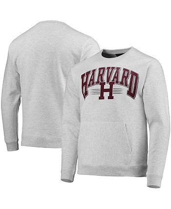 Men's Heathered Gray Harvard Crimson Upperclassman Pocket Pullover Sweatshirt League Collegiate Wear