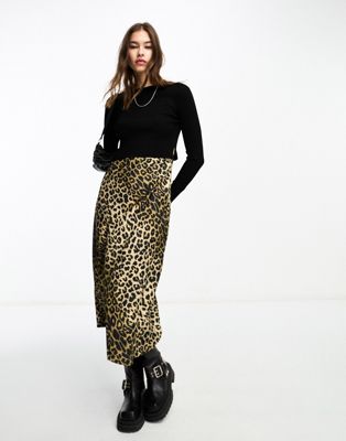 Атласное платье макси 2в1 с леопардовым принтом AllSaints Hera AllSaints