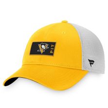 Men's Fanatics Branded Gold/White Pittsburgh Penguins Authentic Pro Rink Trucker Snapback Hat Fanatics