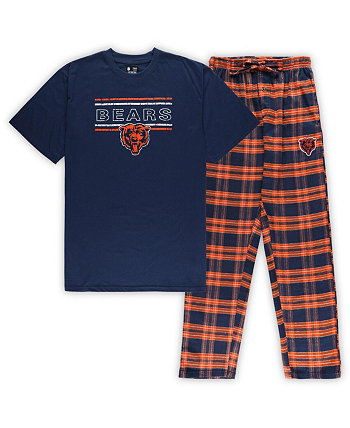 Мужской темно-синий, оранжевый фланелевый комплект для сна Chicago Bears Big and Tall Concepts Sport