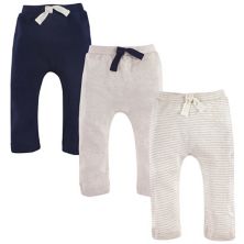 Touched by Nature Baby and Toddler Boy Organic Cotton Pants 3pk, Oatmeal Navy Touched by Nature