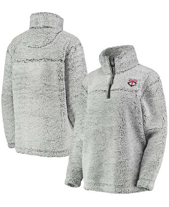 Женский серый пуловер Minnesota Twins Sherpa с застежкой-молнией G-III