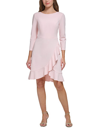 Женское платье с овальным вырезом и оборками, рукавами 3/4 Tommy Hilfiger