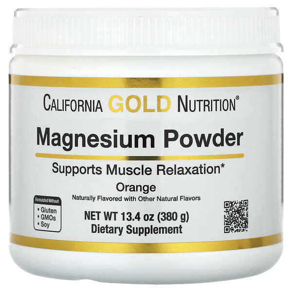 Магний в порошке, апельсин - 380 г - California Gold Nutrition California Gold Nutrition