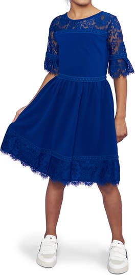 Трикотажное платье с плиссированной текстурой и кружевом Blush by Us Angels