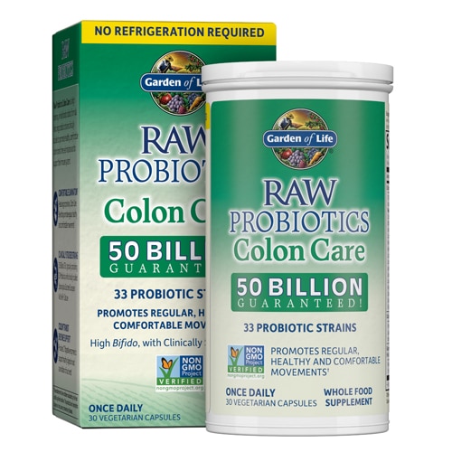 Garden of Life Raw Probiotics Colon Care — 50 миллиардов КОЕ — 30 вегетарианских капсул Garden of Life