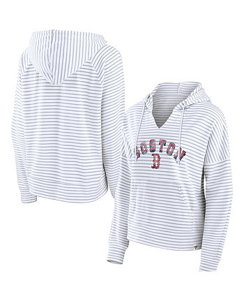 Women's Branded White Boston Red Sox Striped Arch Pullover Hoodie Fanatics