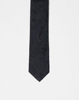 Черный узкий галстук с принтом пейсли ASOS DESIGN ASOS DESIGN