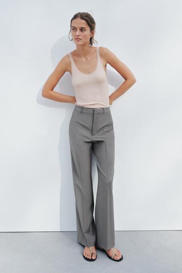 100% WOOL STRAIGHT LEG PANTS ZW COLLECTION Zara