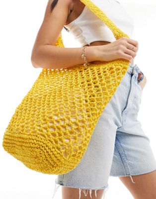 South Beach crochet tote bag in yellow  SOUTH BEACH