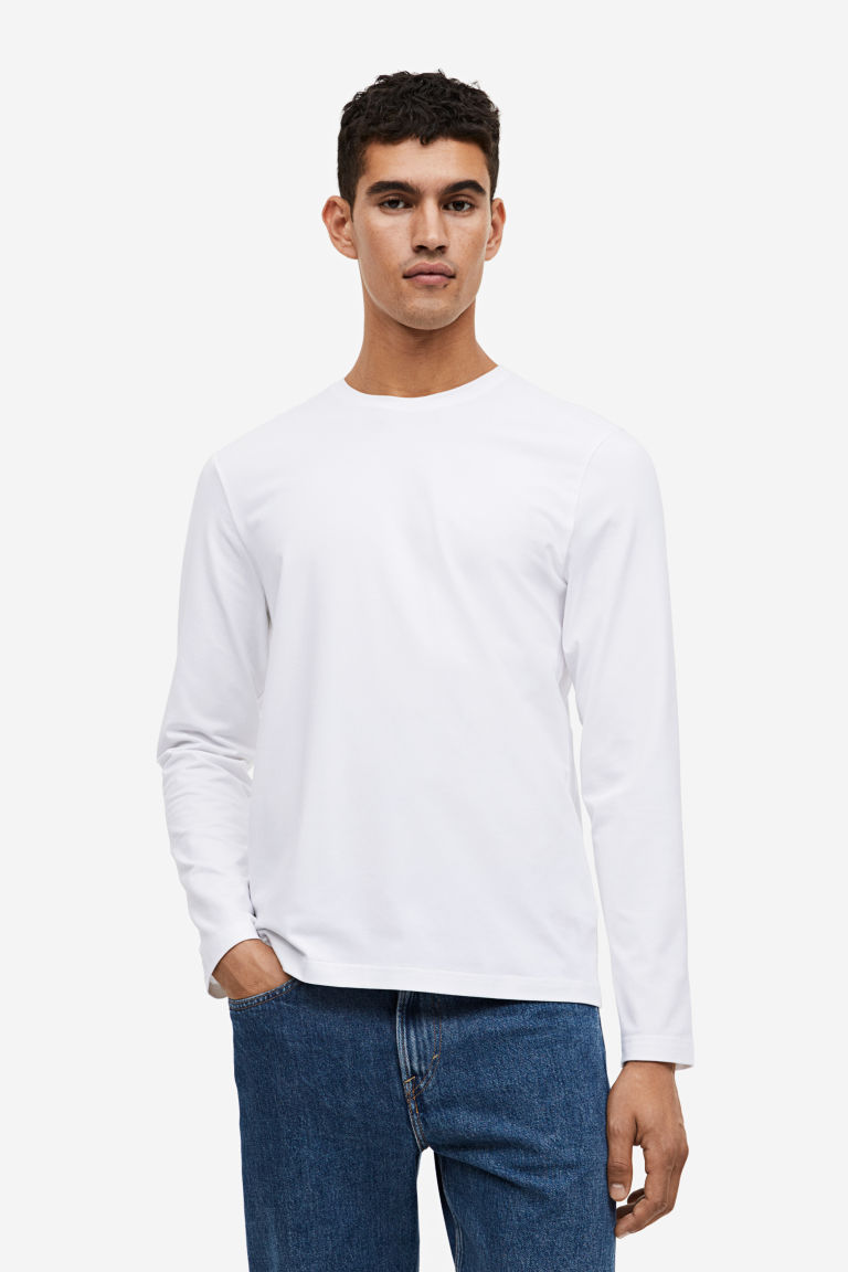 Рубашка из джерси узкого кроя H&M