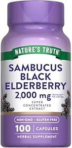 Nature's Truth Black Elderberry Capsules (Капсулы) | 100 Count | Super Concentrated Sambucus Extract | Non-GMO and Gluten Free Supplement Nature's Truth