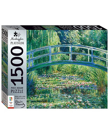 Платиновый набор из 1500 деталей «Мост через пруд с кувшинками» от Monet. Пазлы для взрослых Deluxe, 33 x 26 сложных пазлов. Продвинутые пазлы. Хобби. Набор пазлов серебристого цвета. Mindbogglers