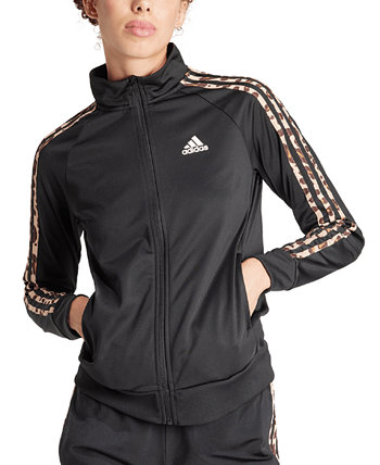 Женская трикотажная узкая спортивная куртка с 3 полосками и принтом Adidas