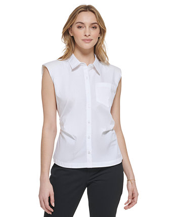 Женская рубашка без рукавов с подплечниками на пуговицах Calvin Klein