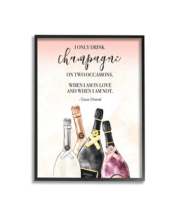 Жикле в рамке с цитатой о шампанском и любви, 24 x 1,5 x 30 дюймов Stupell Industries