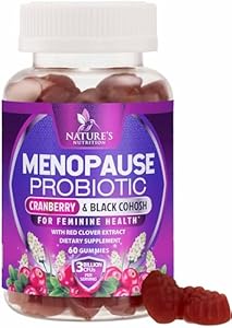 Menopause Probiotic for Women Gummy with Cranberry, 3 Billion CFU Natural Menopause Relief for Hot Flashes, Night Sweats, PH Balance, Vaginal Health, Immune Support, Probiotic Supplement - 60 Gummies (Жевательные конфеты) Nature's Nutrition