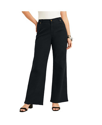 Women's Plus Size Curvie Fit Wide-Leg Jeans June + Vie