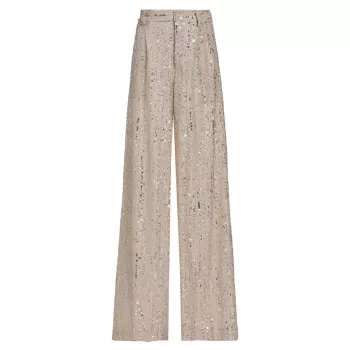 Tate Sequined Wide-Leg Trousers AKNVAS
