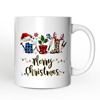 Plant Lover Gift Buffalo Plaid Christmas Mug, Botanical Gift OrnamentallyYou