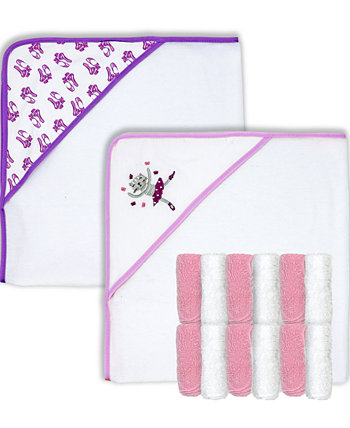 Baby Girls Hooded Towel and Washcloth, 14 Piece Set Baby Mode