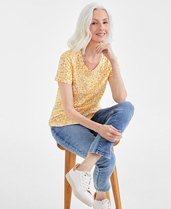 Женская трикотажная футболка с круглым вырезом с принтом, созданная для Macy's Style & Co