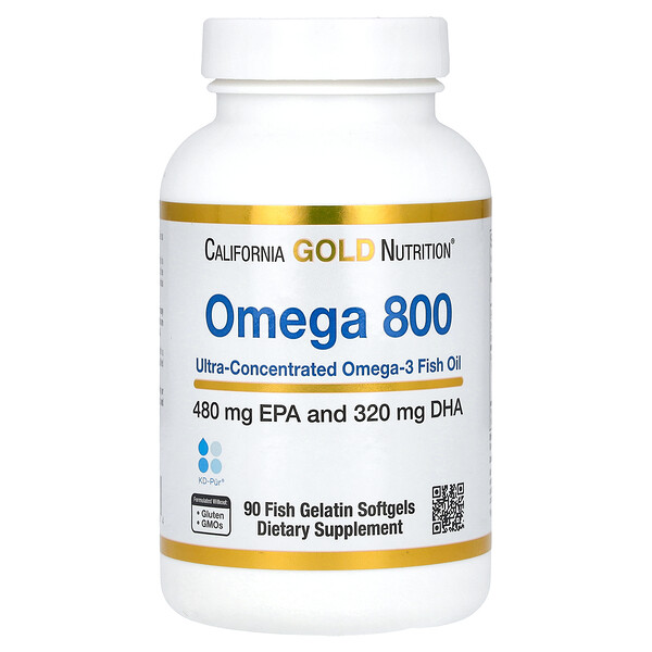 Omega 800, Фармацевтического качества, Рыбий жир, 1000 мг, 90 желатиновых капсул - California Gold Nutrition California Gold Nutrition