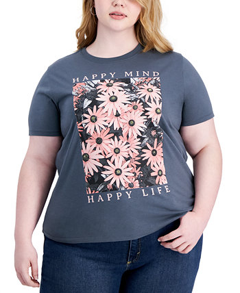 Модная футболка больших размеров с круглым вырезом Happy Flower Rebellious One
