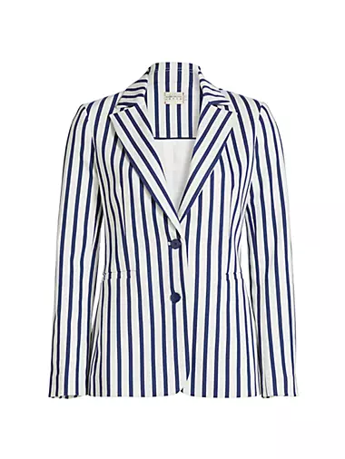 Breann Striped Cotton-Blend Blazer Alice + Olivia