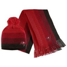 Women's WEAR by Erin Andrews Red Tampa Bay Buccaneers Ombre Pom Knit Hat and Scarf Set WEAR by Erin Andrews